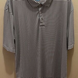 PGA Tour Classic Striped Polo in Black and White
